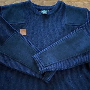Swanndri Men Navy Crewneck Sweater XL patch detail